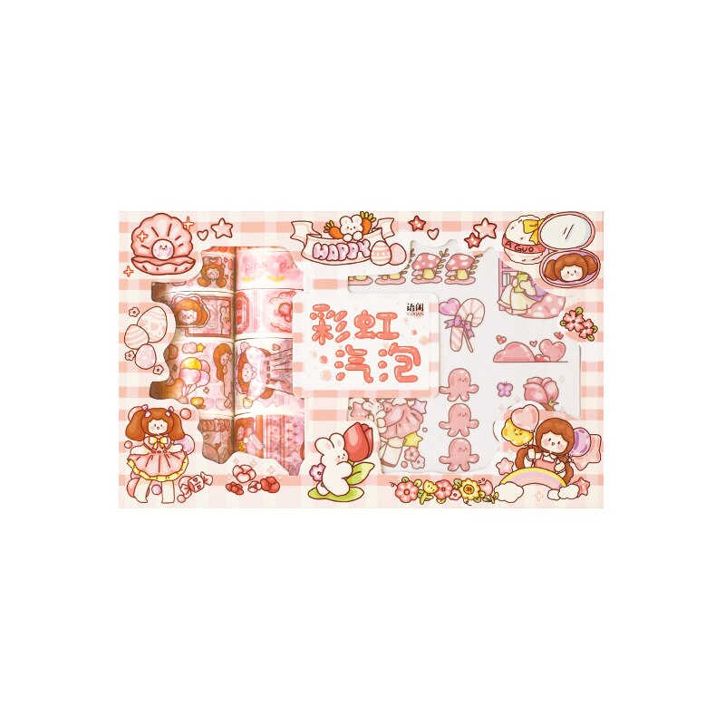 Cinta adhesiva decorativa para álbum de recortes, conjunto de cintas Washi de la serie de cuaderno, para manualidades, 20 unids/caja: 1