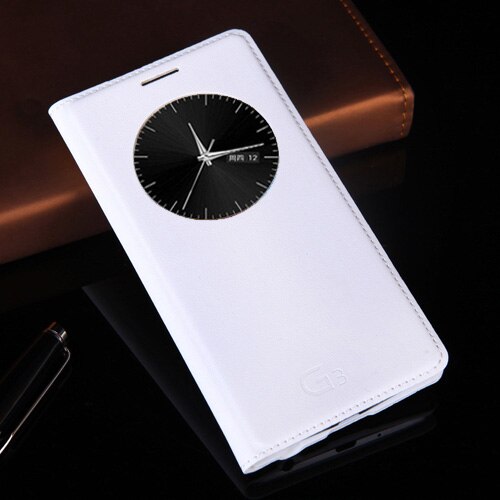 Smart view flip cover leren telefoonhoesje voor lg  g3 g 3 d850 d851 d852 d855 lgg 3 5.5 '' schokbestendige hoesjes snel antwoord slaap waken: Wit