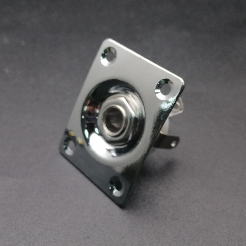 Firkantet plade guitar bas 1/4 output input jack stik til elektrisk guitar sort guld krom gutiar dele