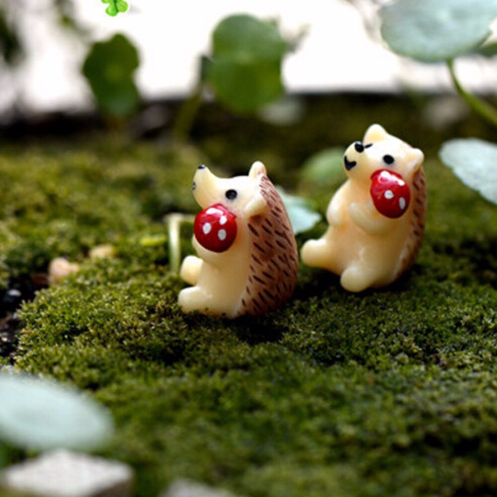 Miniaturen harz handwerk figuren für garten dekoration Minil Igel und pilz Gebühr garten Mini Zwerge Moos terrarien