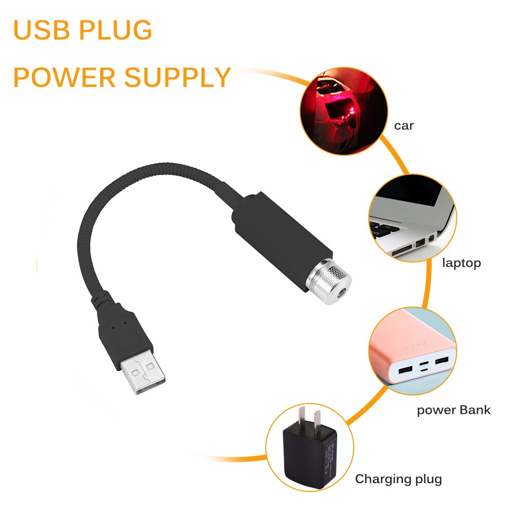Mini led bil tag stjerne nat lys usb dekorativ lampe projektor justerbar atmosfære hjem loft dekoration lys