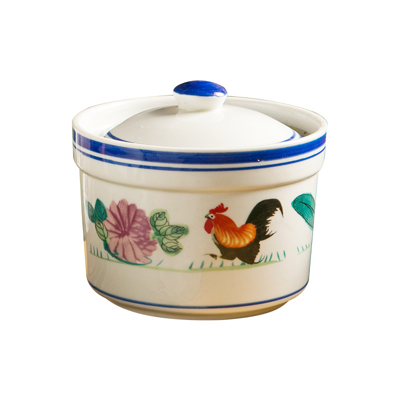 Ceramic Rooster Soup Cup Stew Cup With Lid Waterproof Commercial Hotel Restaurant Bird's Nest Cup Dessert Cup