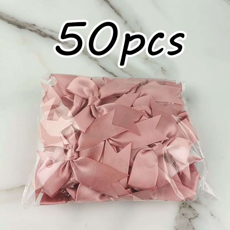 (50 uds) lazos de cinta rosa fresco de 1 pulgada, lazo de satén de poliéster, flor, decoración artesanal DIY