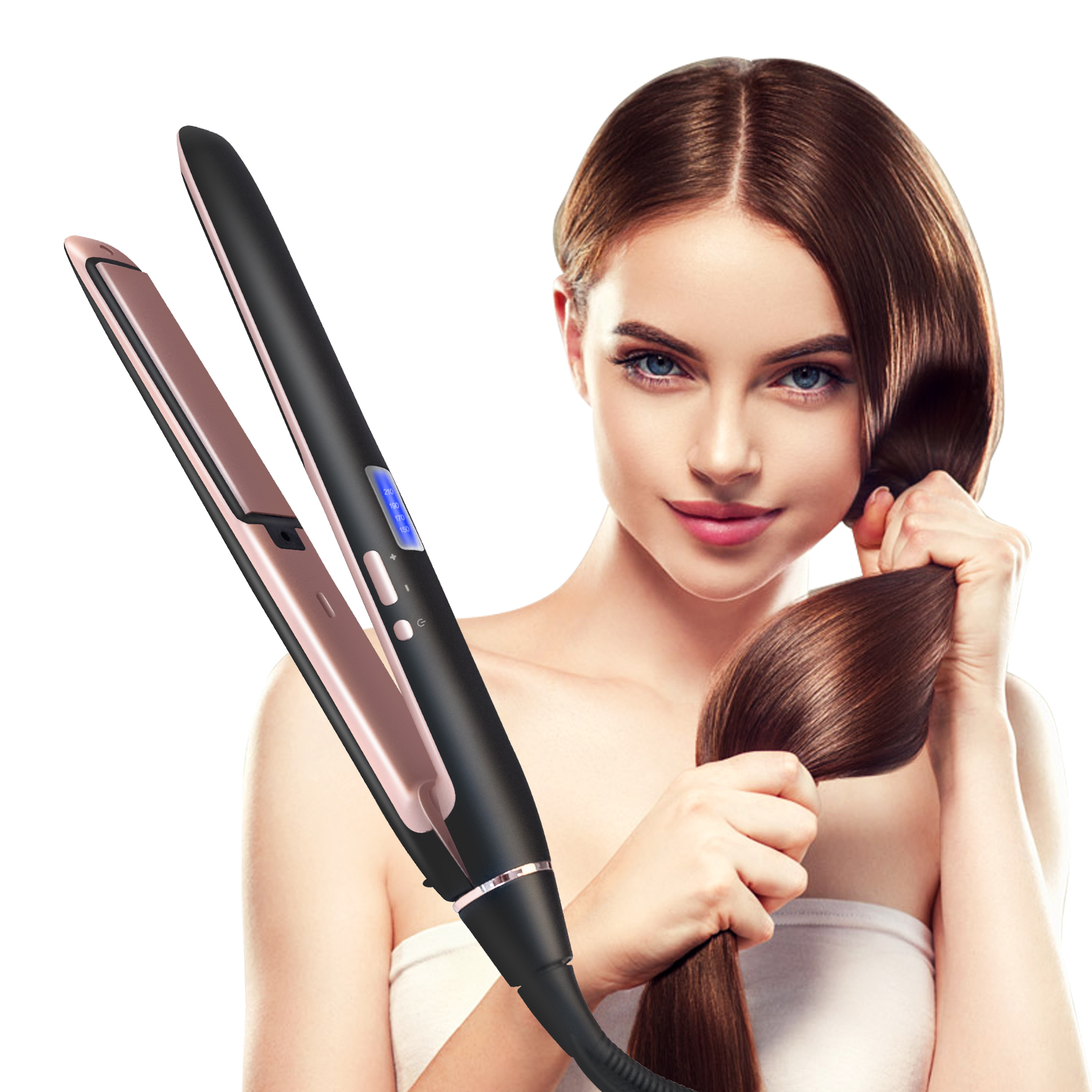 2 In 1 Hair Straightener And Curler Mini Plate Straightening Flat Iron Spiral Wave Hair Curling Fast Heating Ceramic Hair Styler