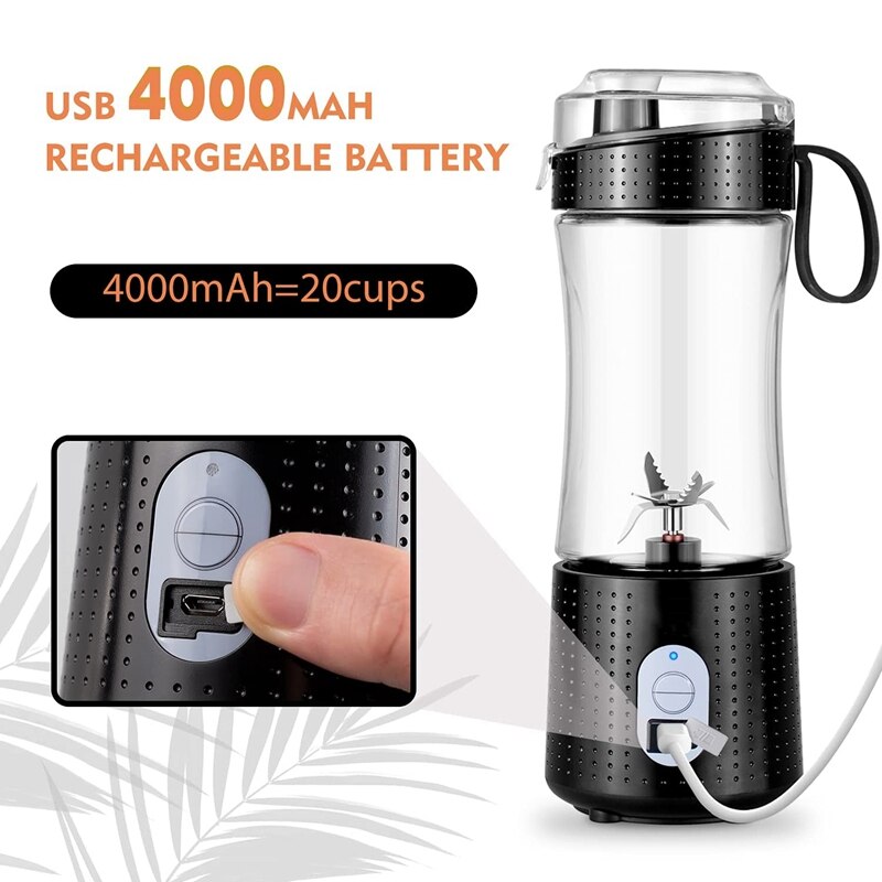 Portable Blender Personal Size Blender for Smoothies, Juice and Shakes, Mini Blender with 4000MAh Rechargeable Battery