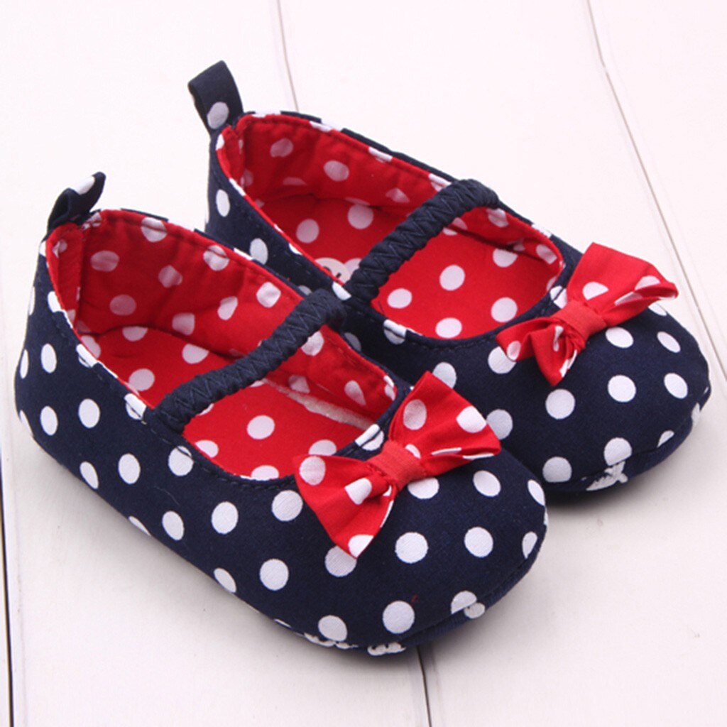 Pasgeboren Baby Meisjes Dot Strik Anti-Slip Babyschoenen Soft Sole Baby Girl Schoenen Для Новорожденных Stipboog meisje Schoenen: BU / 12