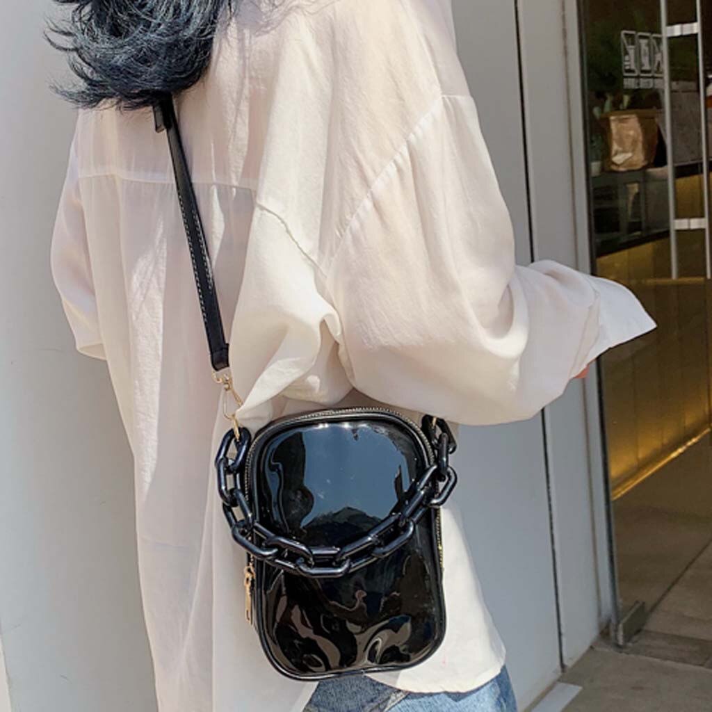 Transparent Crossbody Bag - Clear PVC - Acrylic Chain Strap - Women's Shoulder Handbag