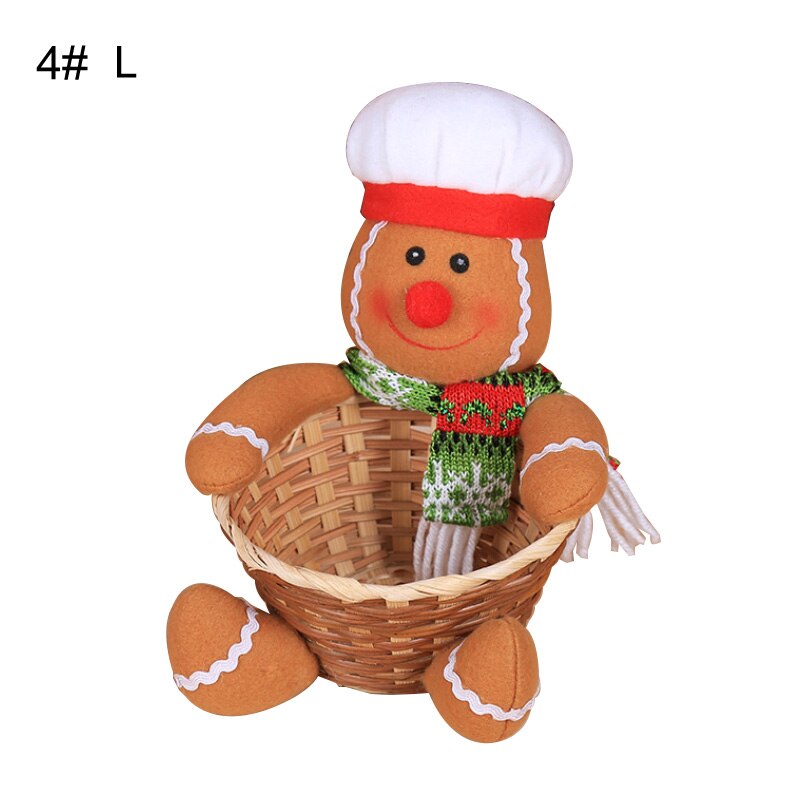 Nydelig juleoppbevaringskurv bambusstokk santa hjort snømann godteribeholder juledekorasjon корзина для игрушек: 4 / L