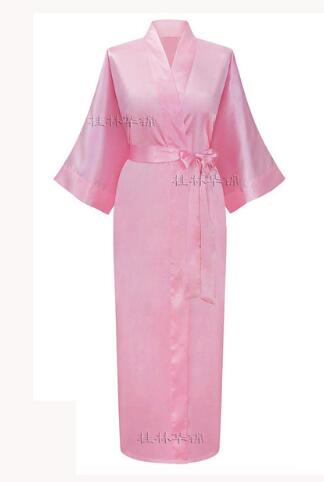 Vrouwen Zijde Satijn Lange Bruiloft Bruid Bruidsmeisje Gewaad Kimono Gewaad Feminino Badjas Grote Maat XXXL Peignoir Femme Sexy Badjas: M / Sky Blue