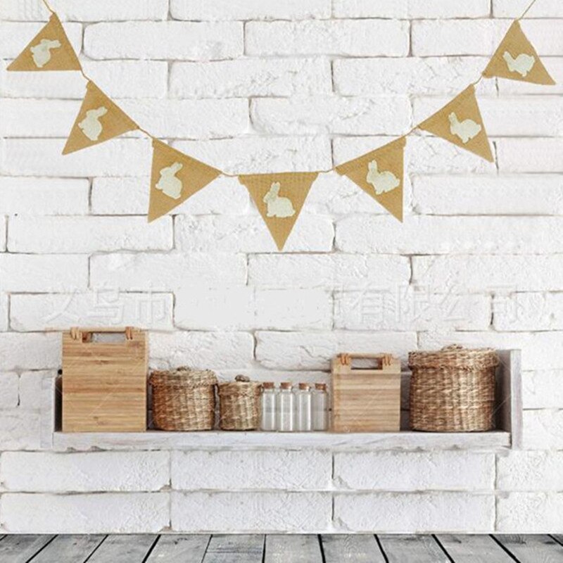 2.2m vintage jute hessian konijnen wimpelslingers slingers paasfeestdecoratie  aa8081
