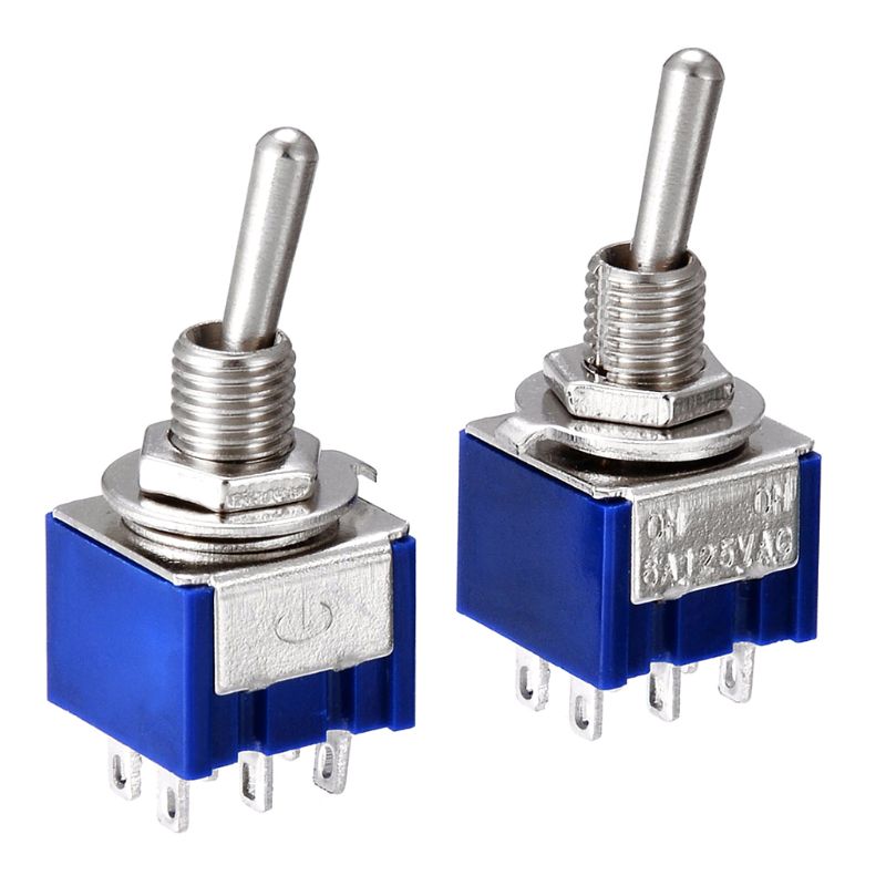 Produktbild von QWORK MTS-203 DPDT Kippschalter – 3 Positionen (Ein-Aus-Ein), 6A/125V AC, 10 Stück Im Set