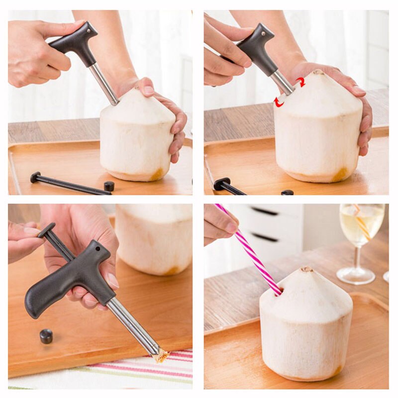 2Pcs Coconut Grater And Coconut Knife Opener Kitchen Tools Scraper Fish Fruit Planing Coconut Opening Driller Home Gadgets