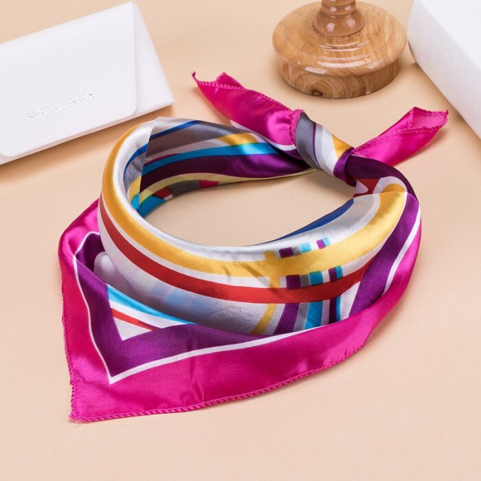Square Women Girl Flight Attendants Hotel Waiter Business Imitate Silk Scarf printing Korean style 50*50cm: X-2