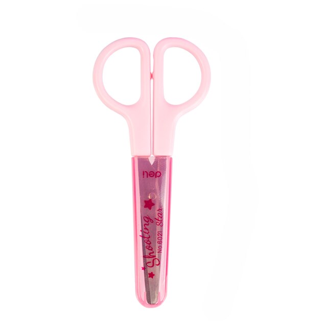 Deli 6021 student scissors for students and children's art and art scissors safety manual DIY tools: Pink