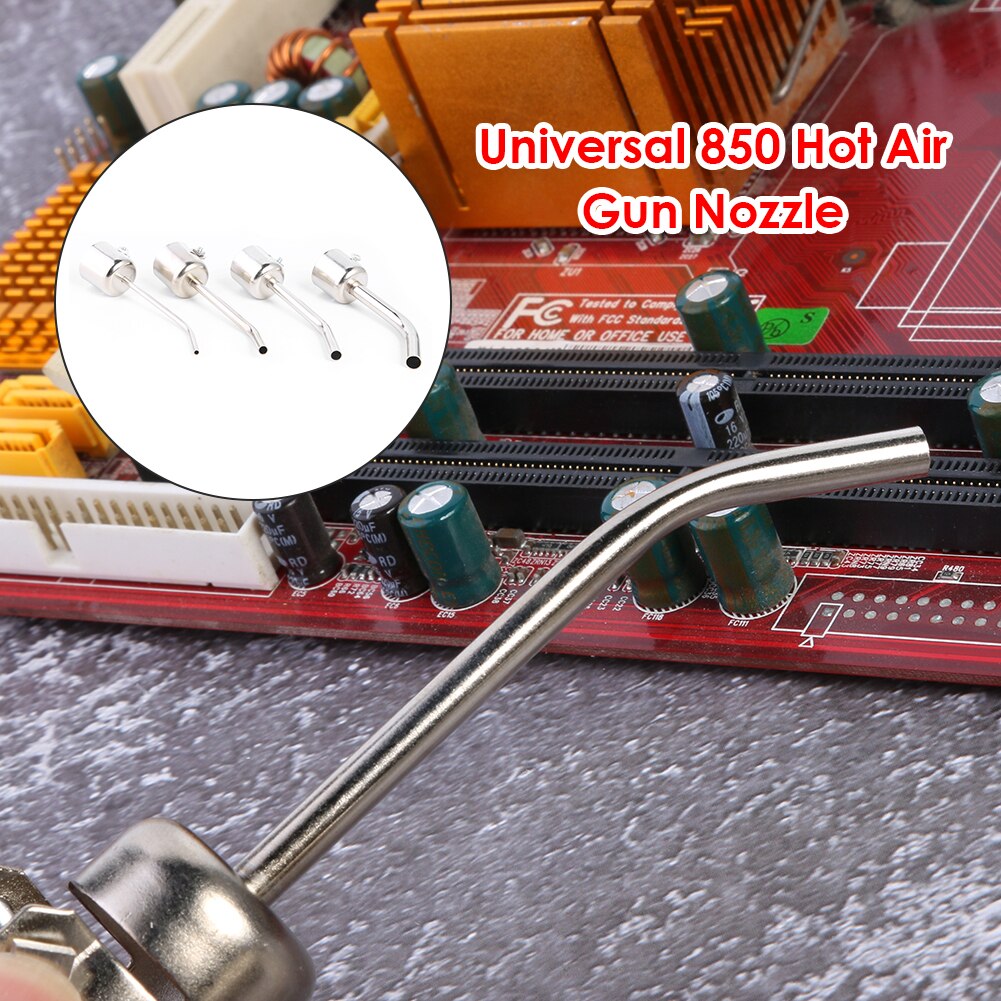 4pcs Stainless Steel Long Bent Curved Heat Gun Nozzles for 850 Air Soldering Rework Station