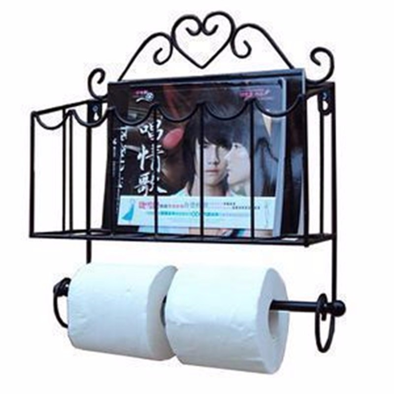 33*12*36.5cm smijernsmøbler papirhåndkleholder magasinstativ vegg baderomshylle: Svart