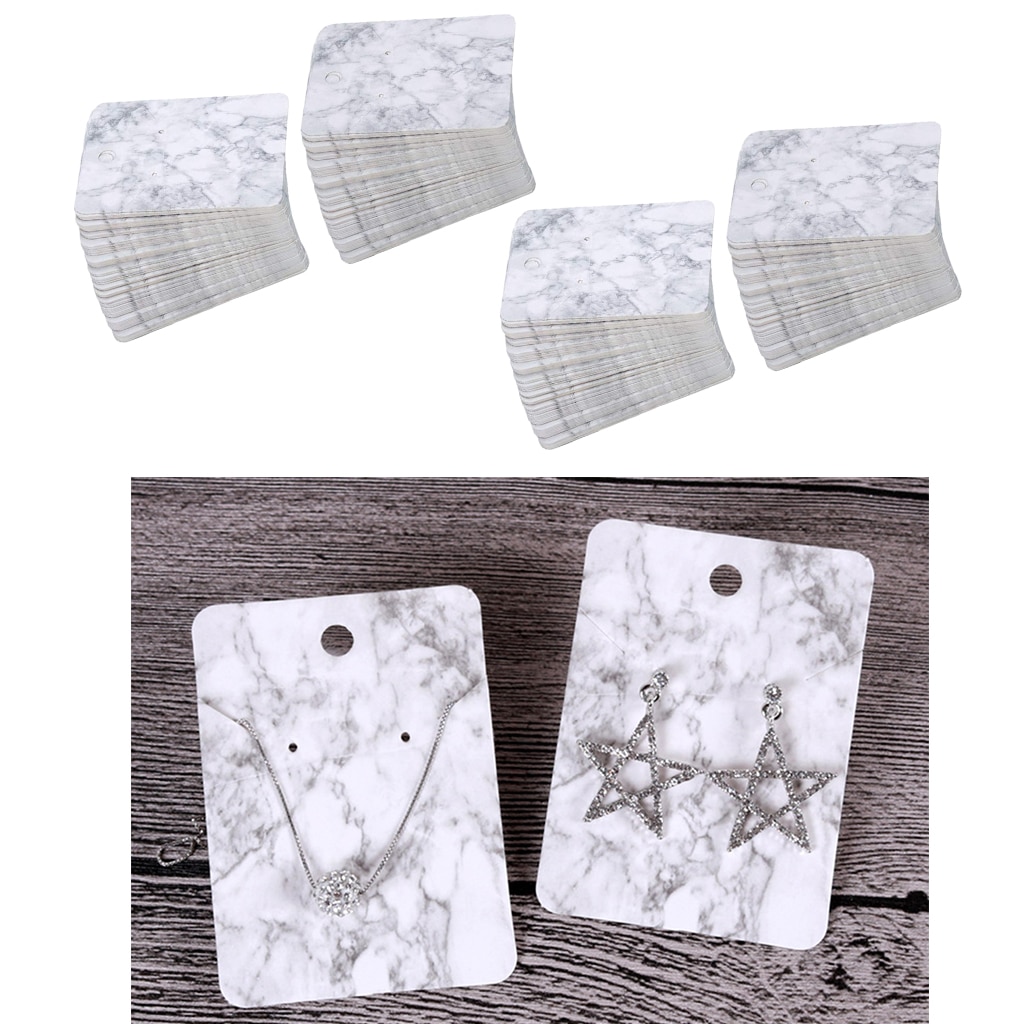 200 Pcs/Set, Marble Pattern Packing Cards for Earrings, Necklaces, Bracelets Display