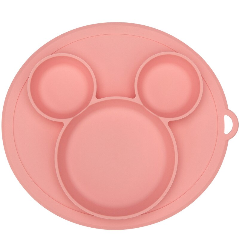 Mumsbest – assiette divisée en Silicone pour bébé, Portable, antidérapant, ventouse d'alimentation pour enfant, sans BPA, micro-ondes, lave-vaisselle: Pink