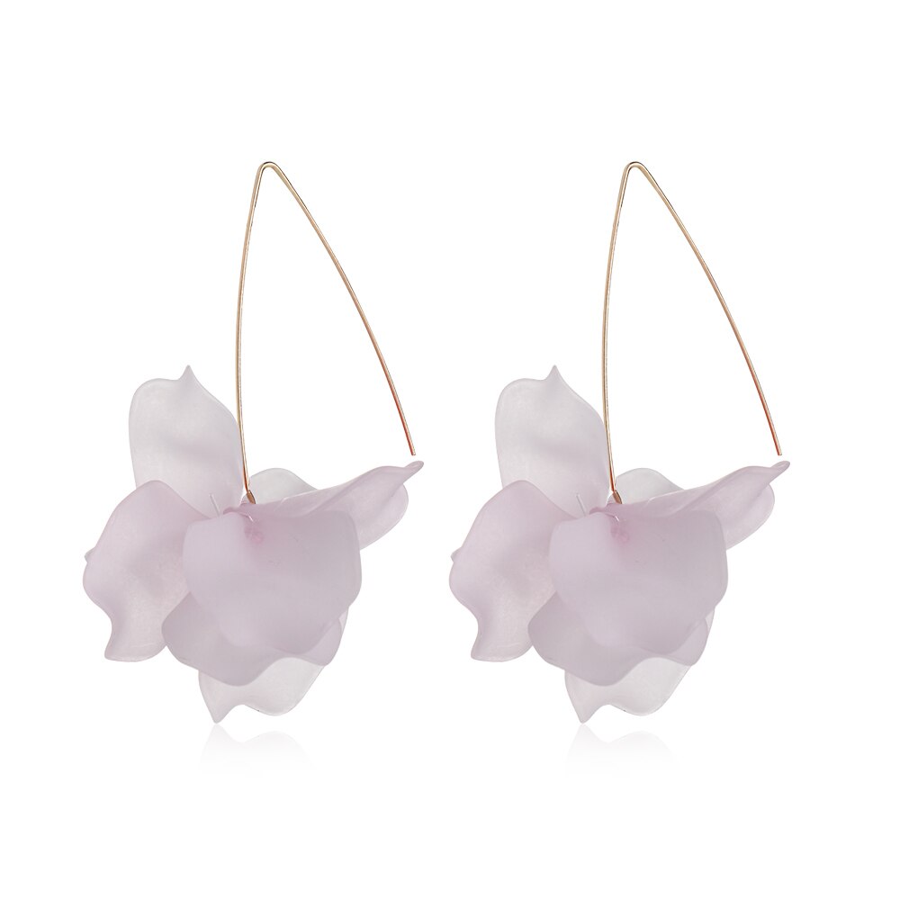 1 par nuevos diseños multicolor Flor de resina de pendientes largos Bohemia hecho a mano pétalos pendientes colgantes para de mujer: 1-Light Pink