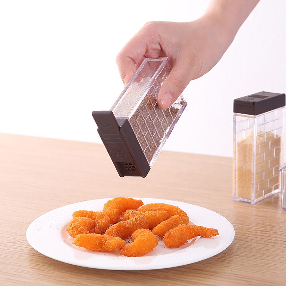 Pot à épices en plastique à Double couvercle, boîte d'assaisonnement, conteneur de sel et de poivre, rangement des épices de cuisine, outils de bouteille