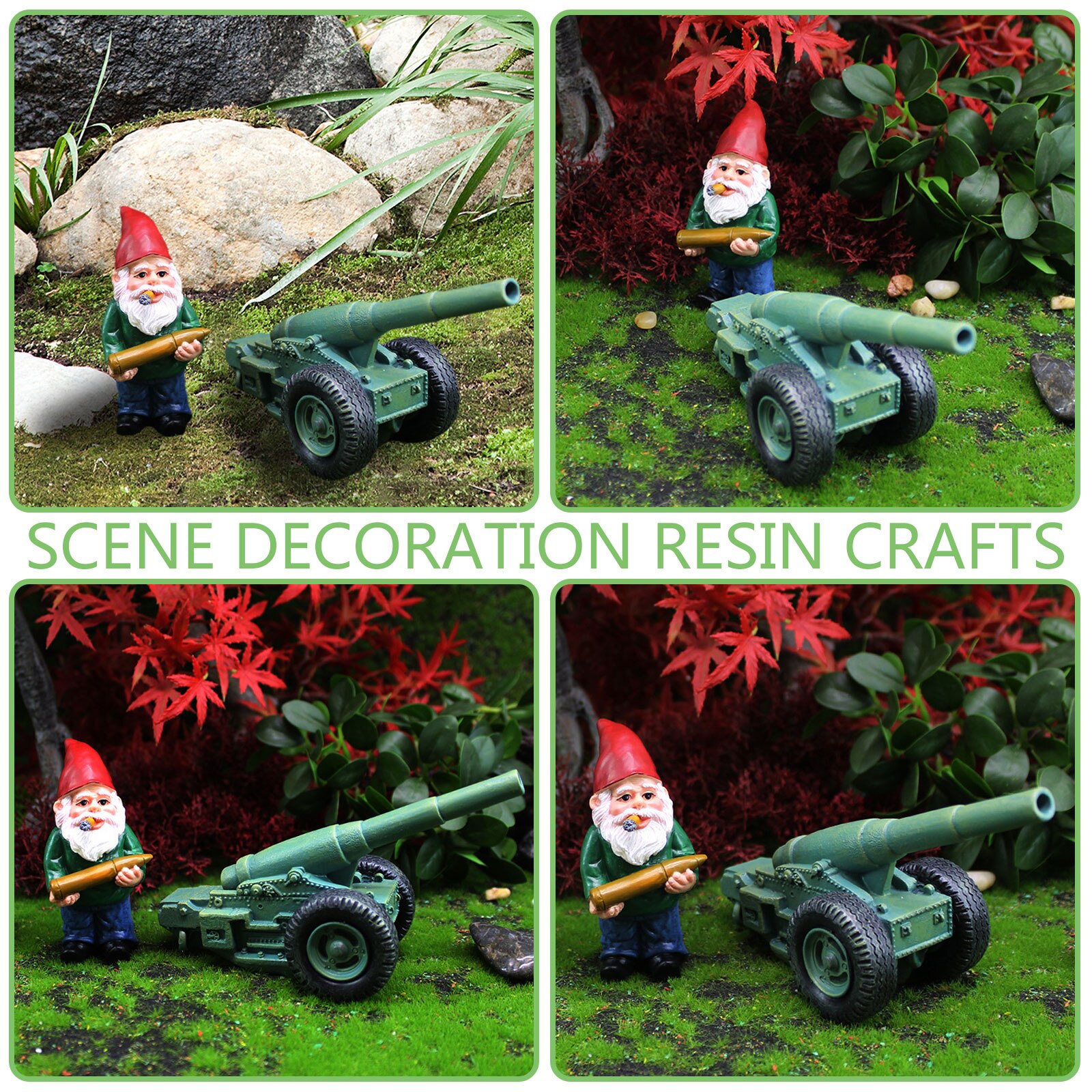 Funny Gnome Ornaments Garden Gnome Statues Resin Dwarf with Cannon Sculpture Yard Decoration Home Garden Statue Decoration