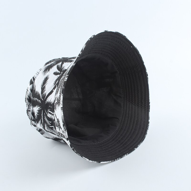 Summer Coconut Tree Flower Printed Fisherman Caps Panama Bucket Hat Reversible Gorro Pescador Men Women