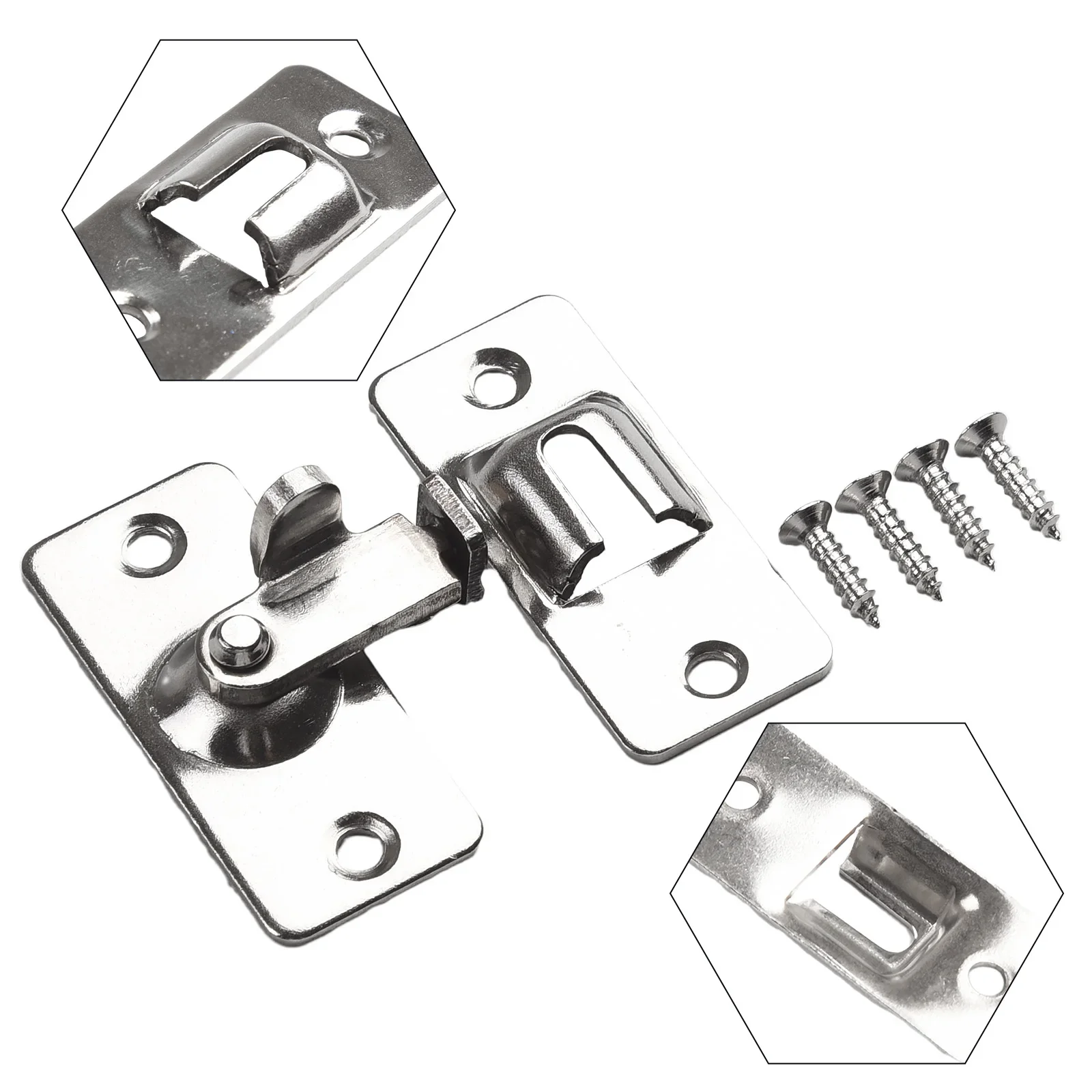 ~ Pestillo de puerta de acero inoxidable de 90 grados ~ hebilla de puerta pernos de bloqueo de gancho de ángulo recto ~ para enganche de puerta corredera Hardware de bloqueo de puerta corredera