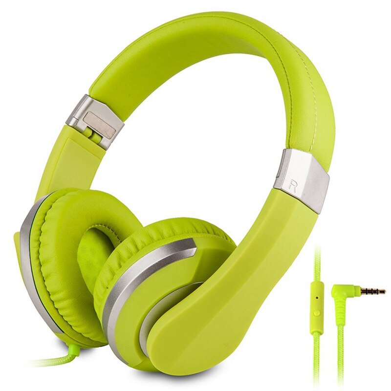 Foovdo hd sound bekabelde hoofdtelefoon 3.5mm kabelheadsets bas hifi geluid muziek stereo oortelefoon oproepheadset pc game muziek: Groente