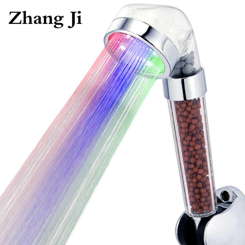 Zhang Ji 210x63mm 3 Kleuren LED SPA Douchekop Temperatuursensor Anion Filter Waterstroom Generator Spray nozzle Douchekop