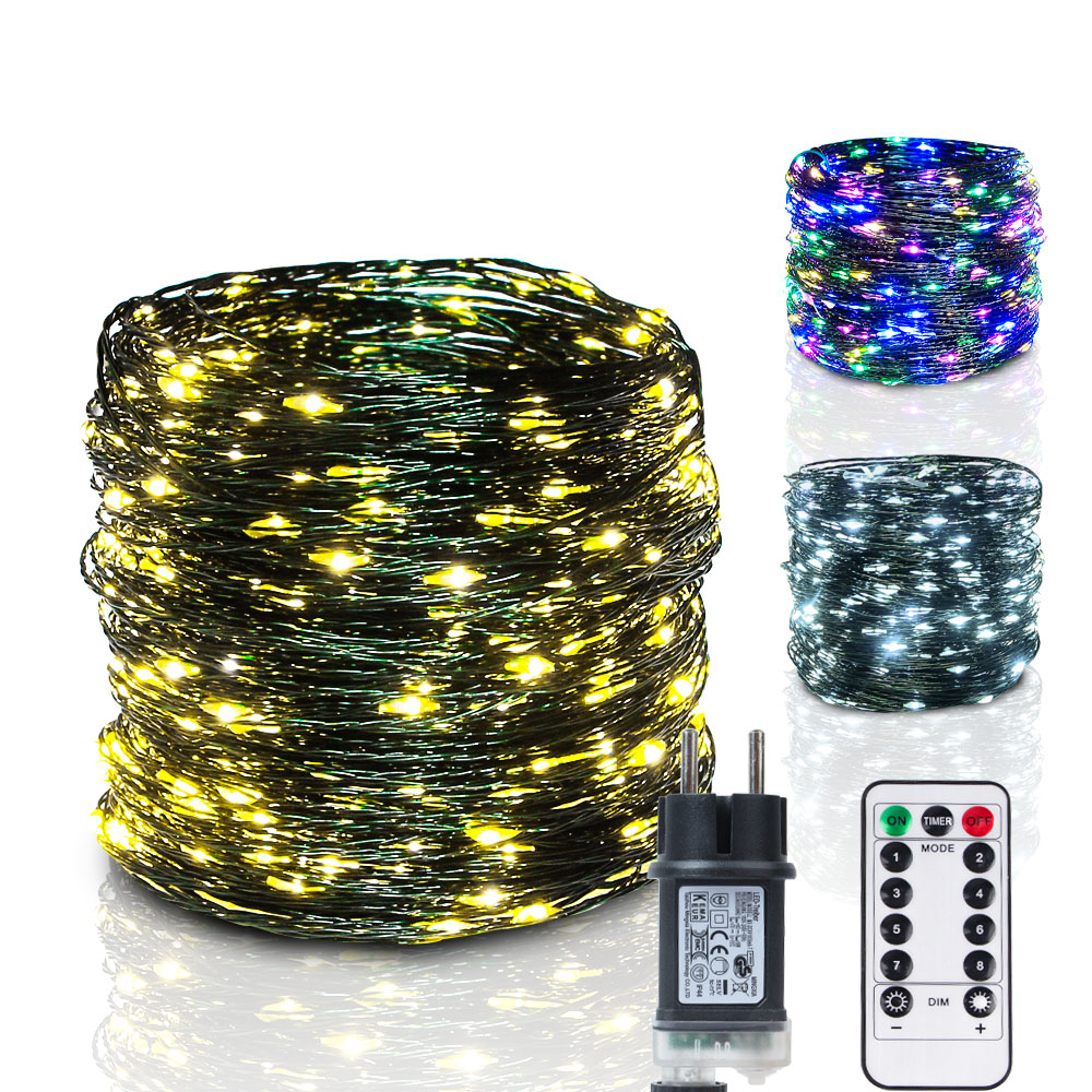 10-200M LED String Lights Fairy Green Wire Outdoor Christmas Light Tree Garland For Year Street Home Party Wedding Decor