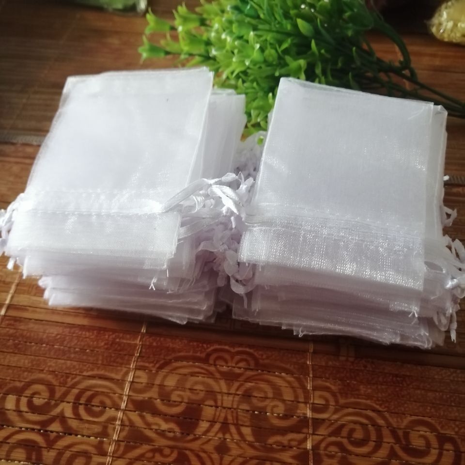 100 pcs/Lot 5x7 7x9 9x12 10x15 White Organza Bags Jewelry Bags Drawstrings Bags Package Bags Yarn Pouch