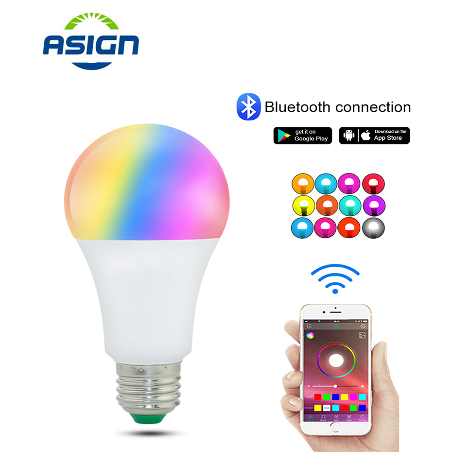 LED E27 Draadloze Bluetooth Slimme Lamp 15 W AC85-265V Dimbare Smart B22 LED Lamp 20 Modes 16 Kleuren Toepassing om Home Verlichting
