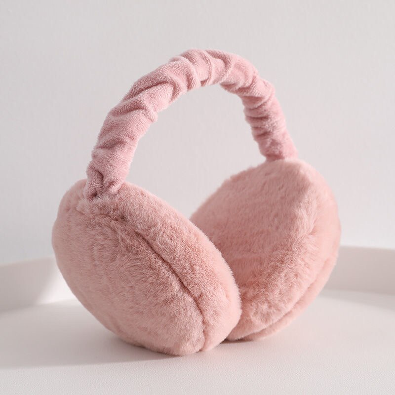 Winter Plush Warm Earmuffs for Women Men Solid Color Earflap Outdoor Cold Protection Ear-Muffs Adjustable Ear Warmer: dark pink