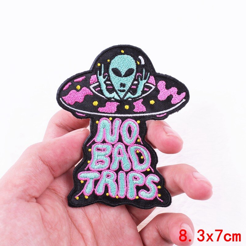 Prajña Ruimte Patches Ijzer Op Astronauten Aliens Ufo Patch Mode Geborduurde Patch Voor Kleding Stickers Applique Decor Diy Patch: Transparant