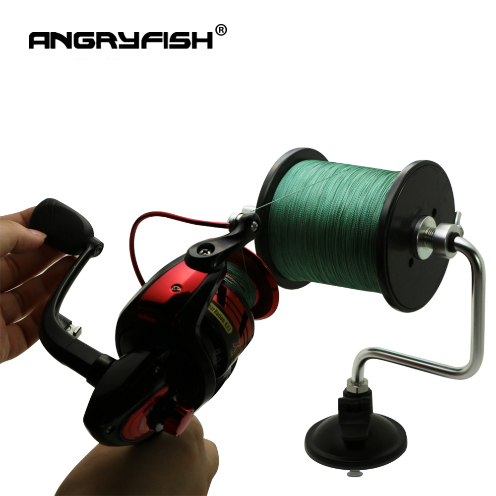 ANGRYFISH Portable Aluminum Fishing Line Winder Reel Spool Spooler System Tackle Tool Suction Cup Sea Carp Fishing Tools