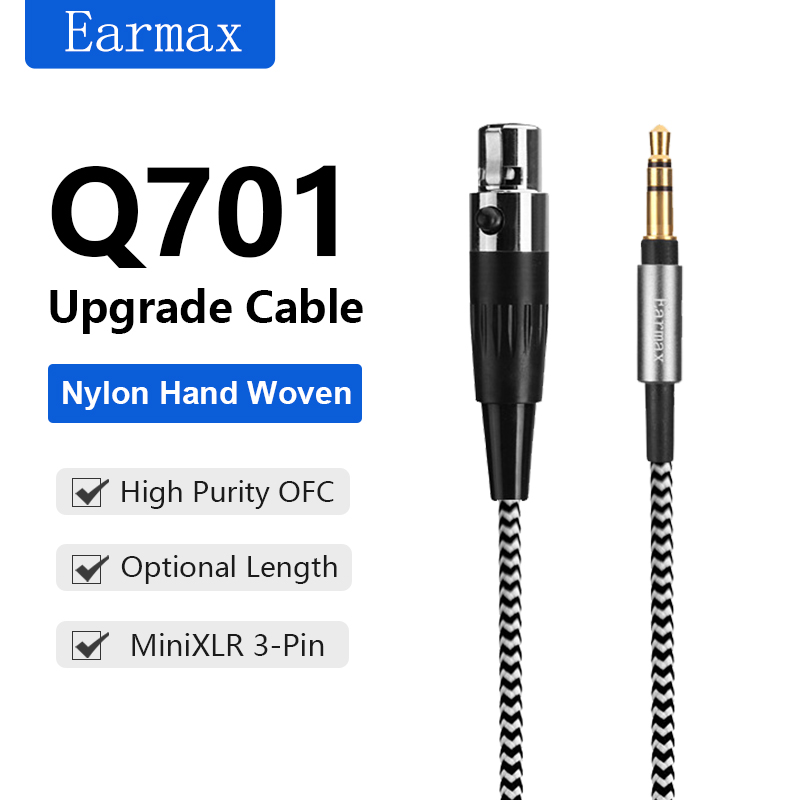 Para Beyerdynamic AKG Q701 K702 K271S K701 K272 K371 K275 K267 DT1770Pro DT7990Pro H118 H128 MINIXLR Cable trenzado de nailon