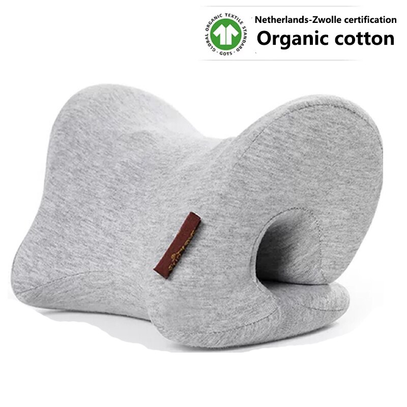 Almohada de masaje para cuello, cama ortopédica de tracción Cervical, Camilla portátil Reclinable, Shiatsu, relajación milagrosa para el dolor de hombros: Organic cotton-Grey