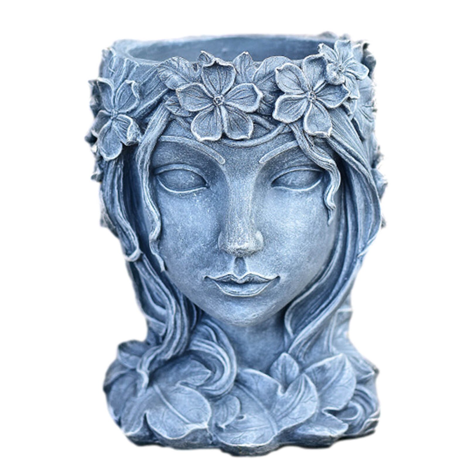 7.9 Inch Goddess Head Planter Statue Resin Flower Pot Succulent Plants Pot Garden Ornament Home Decoration: gray color