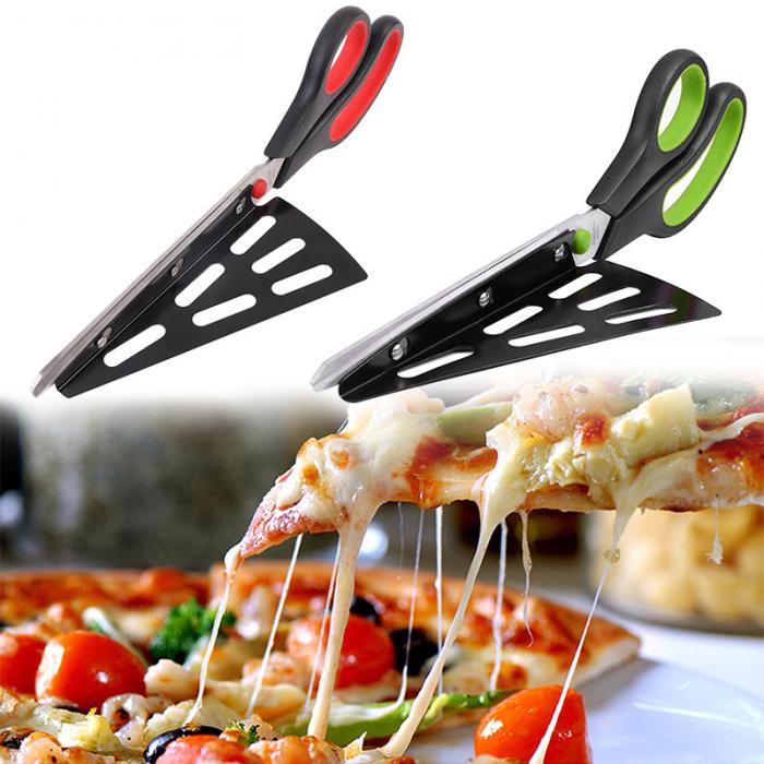 Nieuw 1 Pcs Pizza Schaar Cutter Rvs Scissor Cut Pizza met Afneembare Spatel XSD88