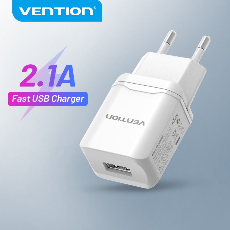 Caricabatterie USB Vention 5V 2.4A caricabatterie da muro USB veloce adattatore ue per iPhone X 8 7 iPad caricabatterie per telefono cellulare Samsung S9 S8 Xiaomi Mi8