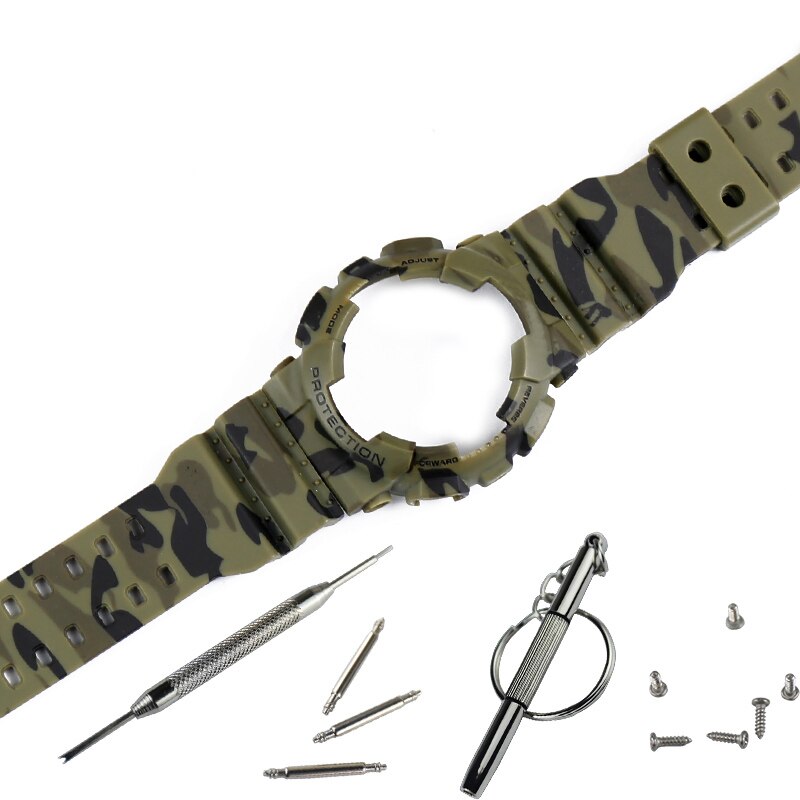 Camouflage résine bracelet montre pour hommes accessoires broche boucle sangle étui pour Casio CASIO G-SHOCK GD120GD100GA110GA100 hommes bracelet de montre: Camouflage green
