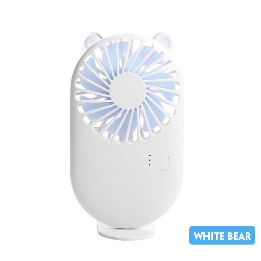 USB Charging 3 Speed Ultrathin Handheld Fan Pocket Fan Portable Cartoon Electric Fan Outdoor: white bear