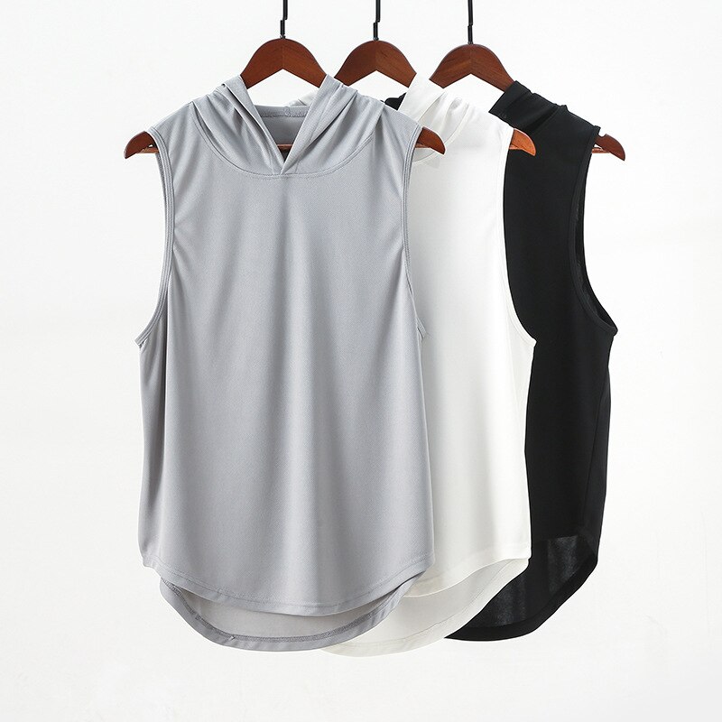 Sport Vest Mannen Zomer Sneldrogende Losse Fitness Fietsen Basketbal Training Hooded Fitness Vest