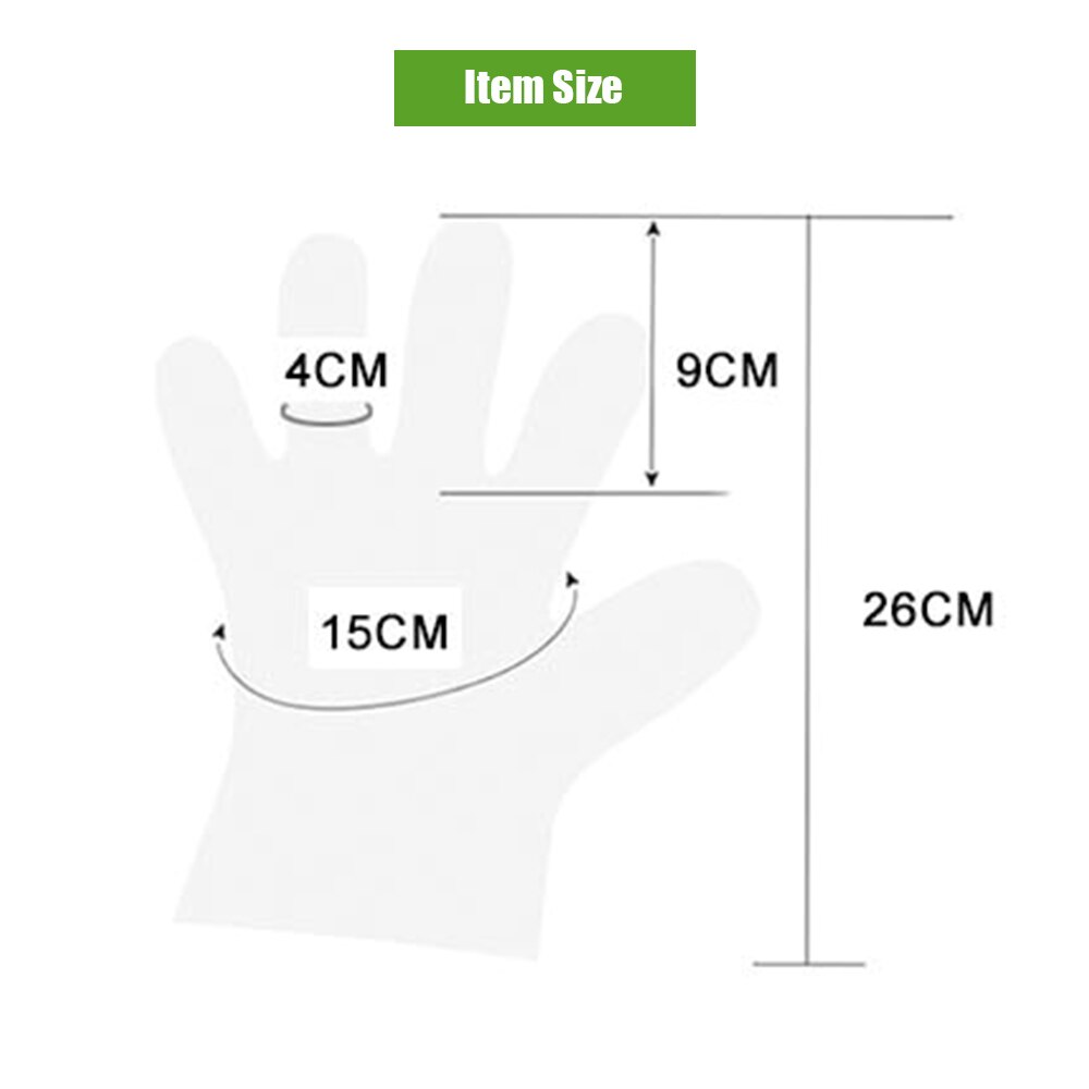 100pcs Disposable Gloves Food-grade Transparent PE Gloves Garden BBQ Plastic Gloves Multifuction Restaurant Kitchen Accessories