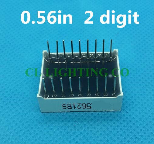 RED 0.56" inch 2 Bit 7 Segment LED Display static state Digital Tube Plastic Metal Common anode