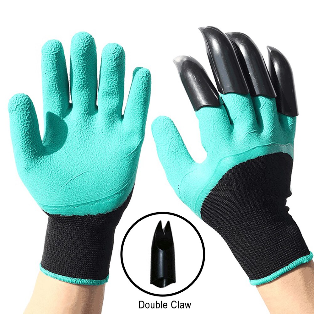 Guantes de jardín con garras de plástico ABS, manoplas de goma duraderas e impermeables para jardinería y jardín al aire libre: Green 4 Double Claw