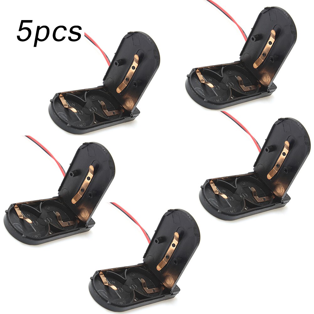 1/2/5pcs CR2032 Button Coin Cell Battery Socket Holder Case Cover With ON/OFF Switch 3V x2 6V Battery Storage Box: 5pcs black