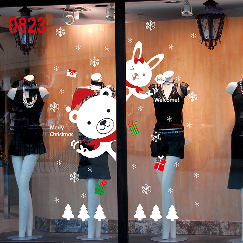 Christmas Window Stickers Santa Claus Removable PVC Christmas Tree DIY Wall Window Door Mural HVR88