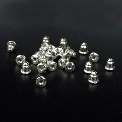 100 stks/partij Rubber Clear Earring Back Stopper Siliconen Ronde Earring Back Stoppers Bullet Butterfly Earring Back Stoppers: silver bullet