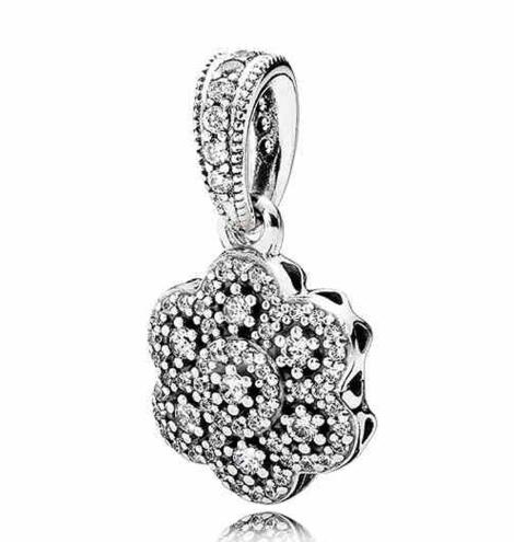 Echt 925 Sterling Silver Bead Charm Crystallised Bloemen Ketting Hanger Kralen Passen Pan Armband & Ketting Sieraden